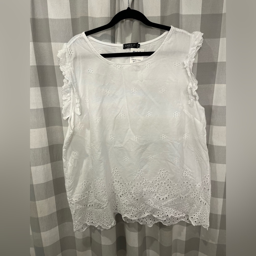 Elegant White Eyelet Blouse